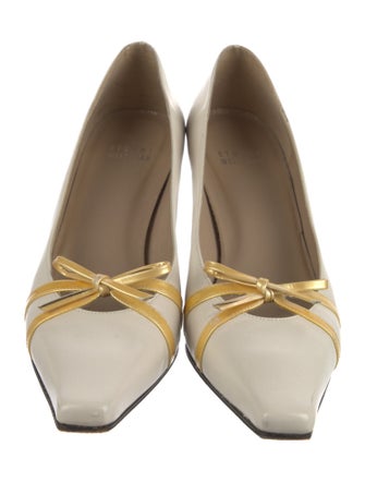 Stuart Weitzman Leather Bow Accents Pumps