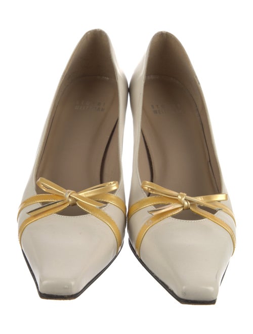 Stuart Weitzman Leather Bow Accents Pumps