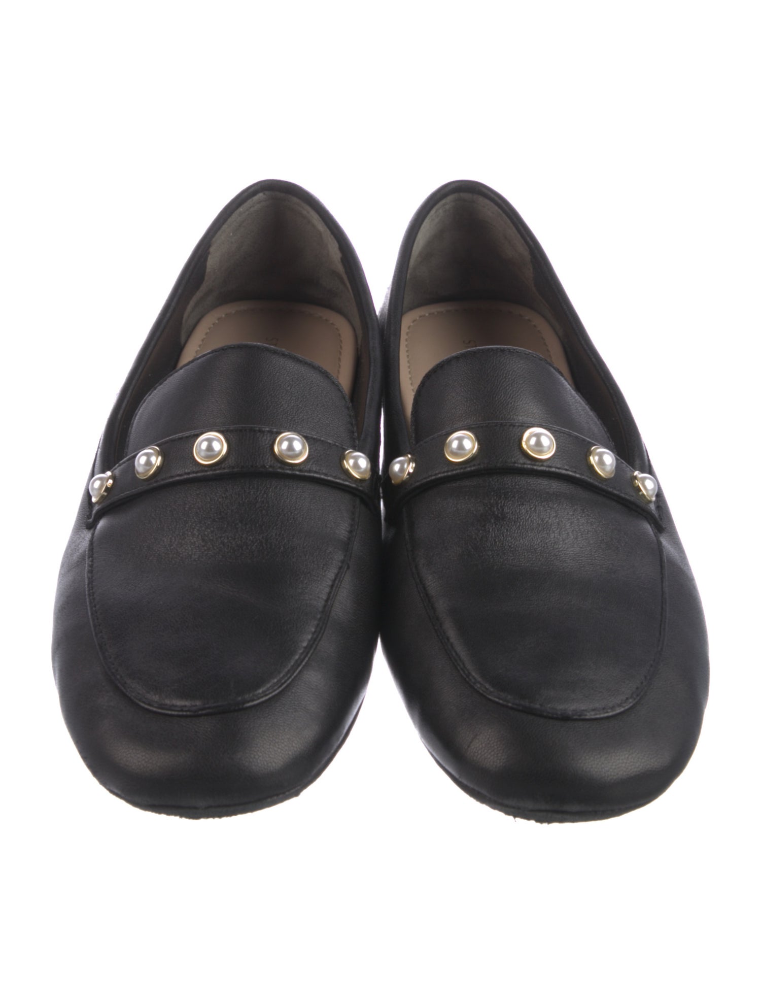 Stuart Weitzman Leather Studded Accents Loafers