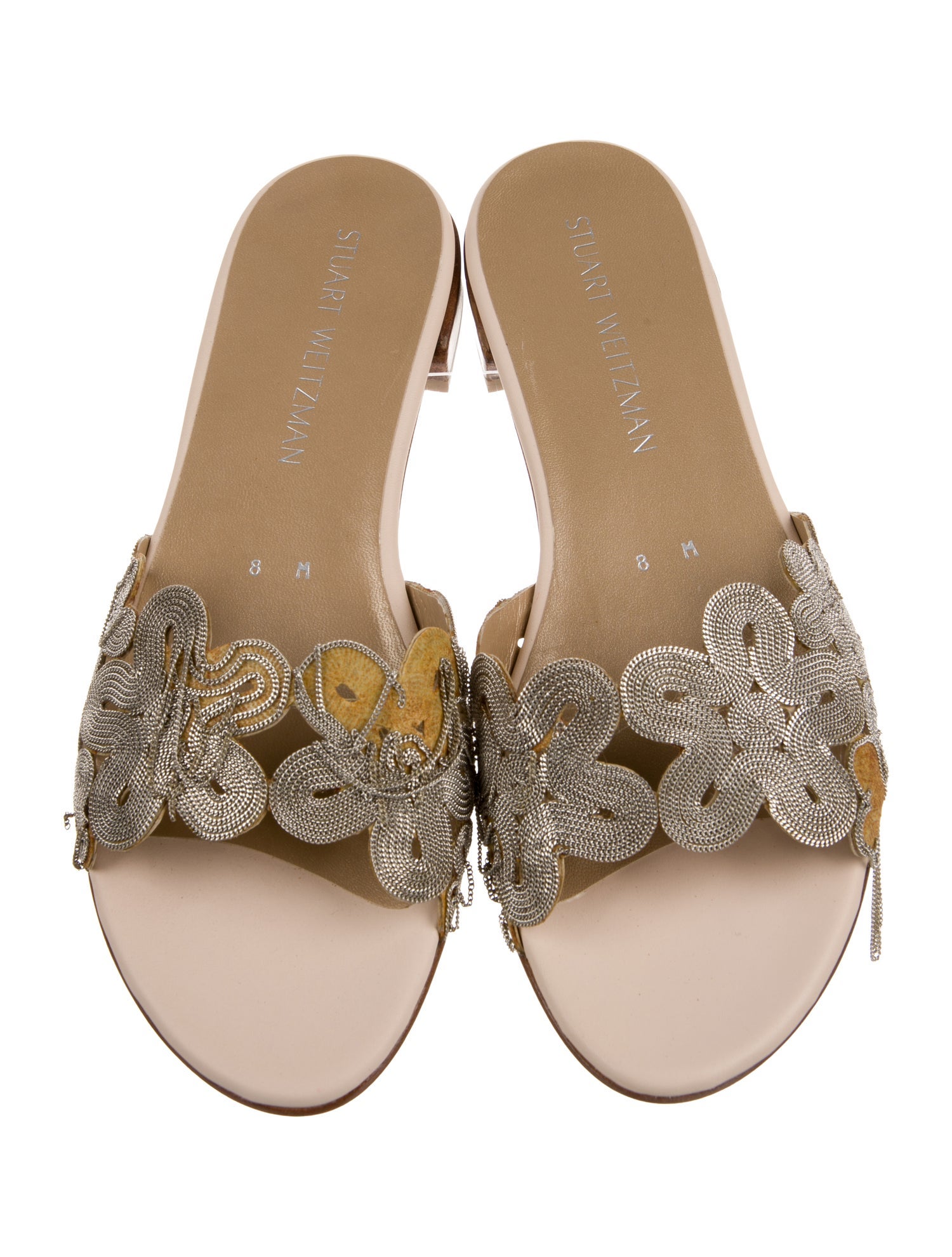Stuart Weitzman Metal Patterned Slides
