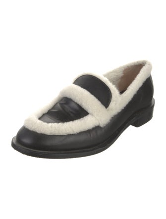 Stuart Weitzman Leather Fur Trim Loafers
