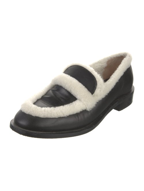 Stuart Weitzman Leather Fur Trim Loafers