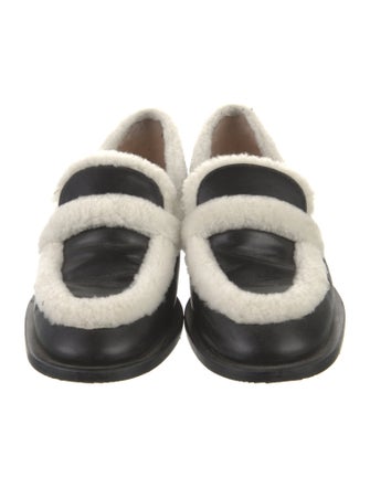 Stuart Weitzman Leather Fur Trim Loafers