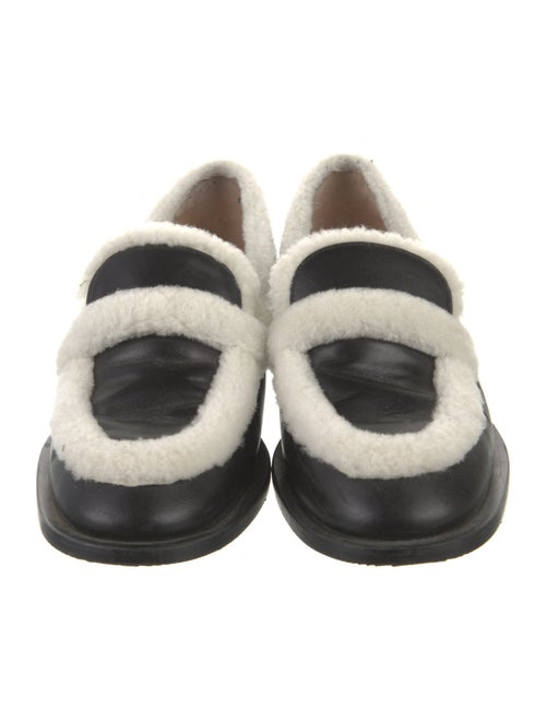 Stuart Weitzman Leather Fur Trim Loafers