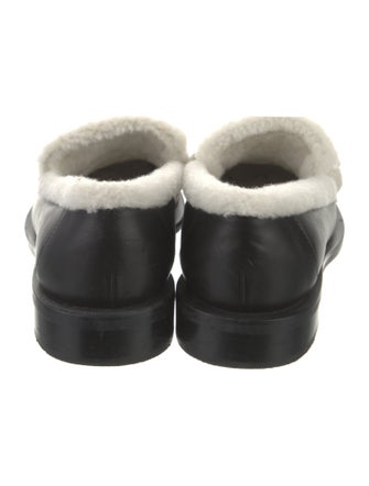 Stuart Weitzman Leather Fur Trim Loafers