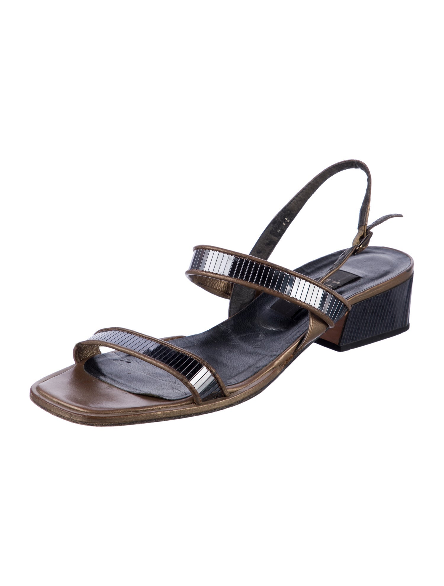 Stuart Weitzman Leather Sequin Embellishments Slingback Sandals