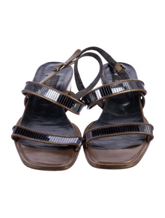 Stuart Weitzman Leather Sequin Embellishments Slingback Sandals