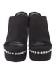 Stuart Weitzman Faux Pearl Accents Suede Slides