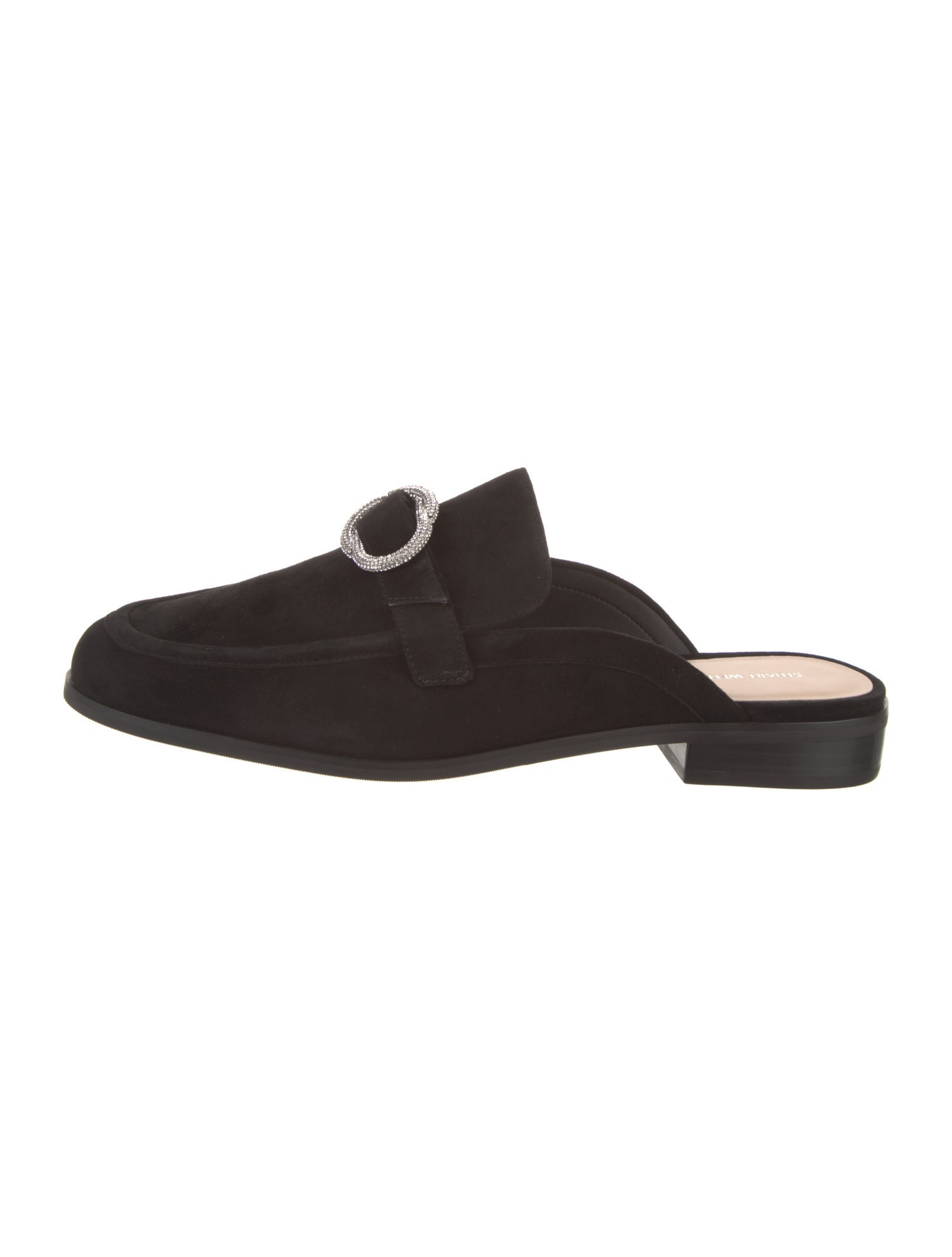 Stuart Weitzman Suede Crystal Embellishments Mules