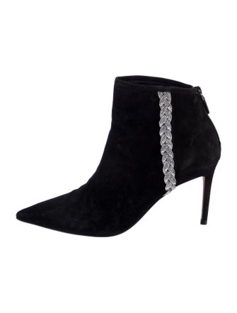 Stuart Weitzman Suede Crystal Embellishments Boots