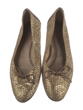 Stuart Weitzman Sequins Bow Accents Ballet Flats