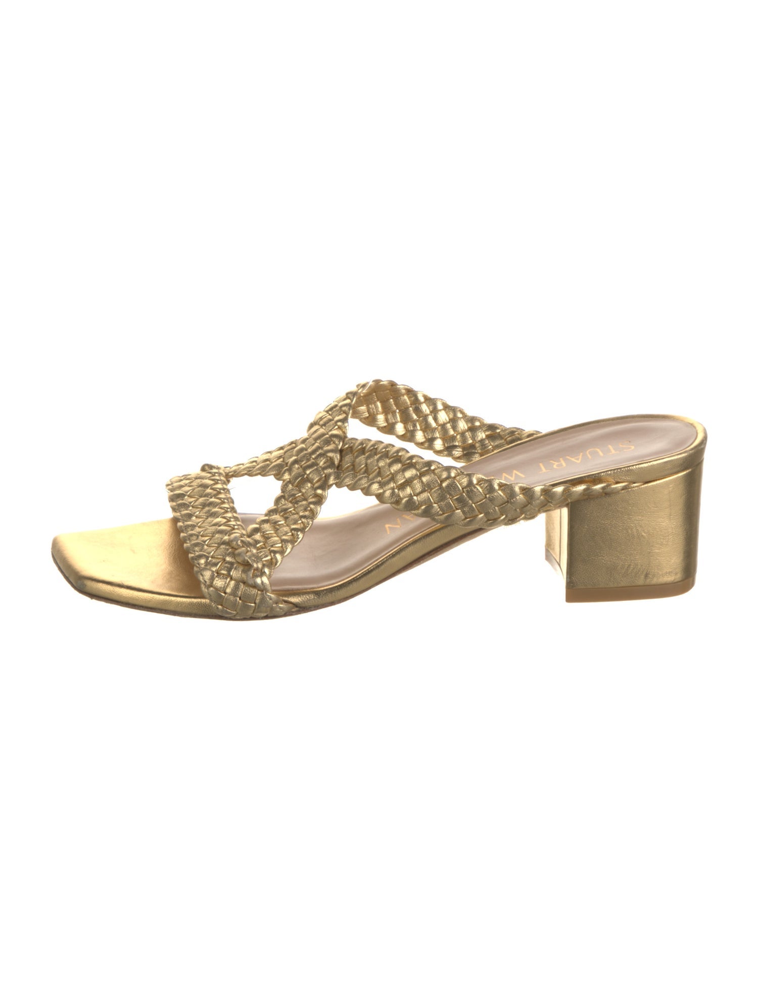 Stuart Weitzman Leather Braided Accents Slides