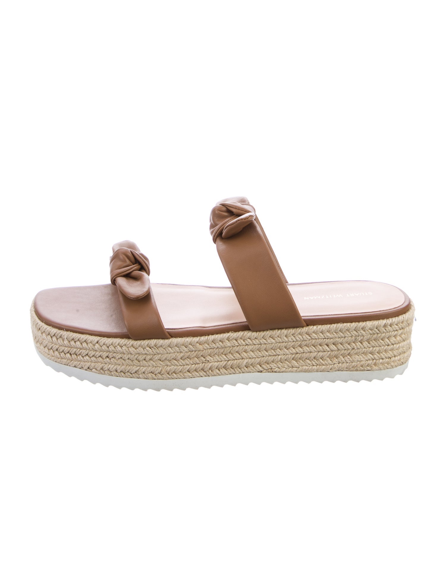 Stuart Weitzman Leather Bow Accents Espadrilles