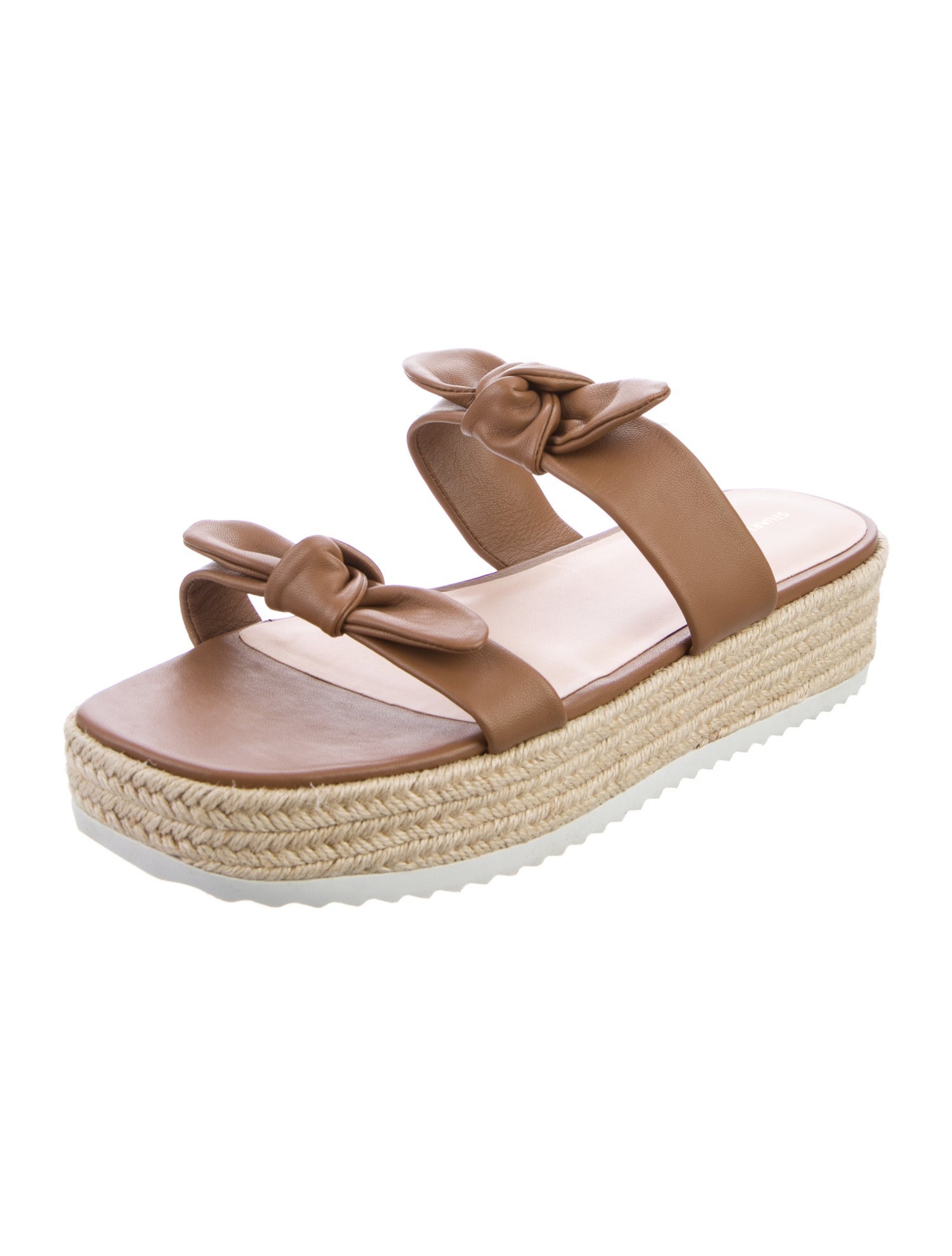 Stuart Weitzman Leather Bow Accents Espadrilles