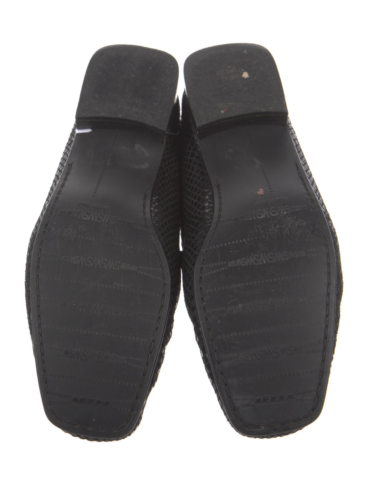 Stuart Weitzman Suede Chain-Link Accents Mules