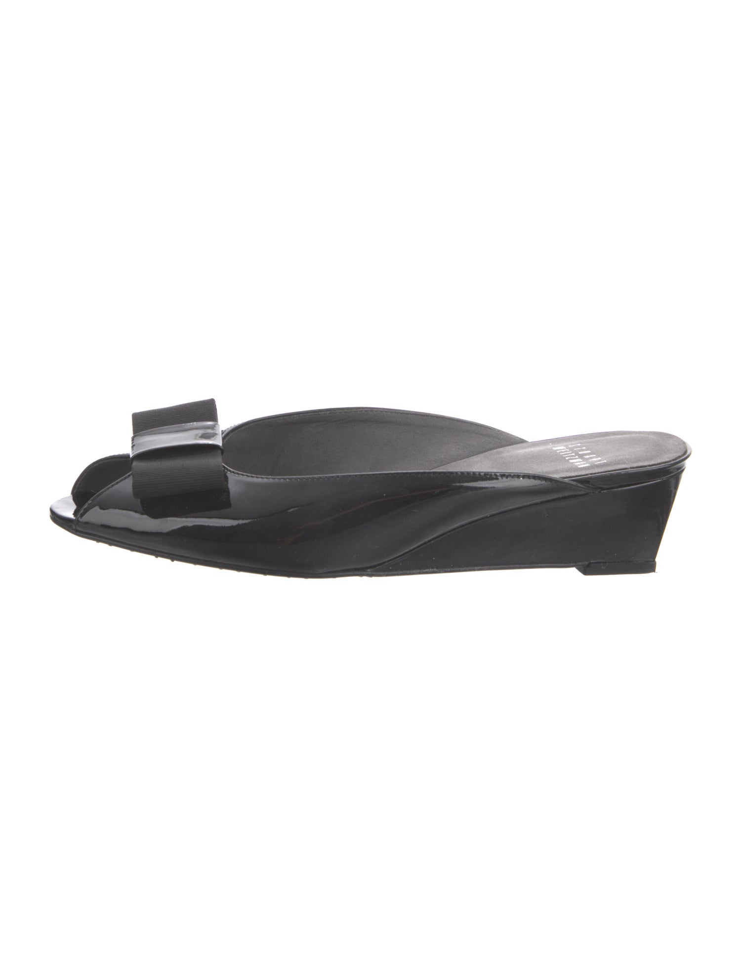 Stuart Weitzman Patent Leather Bow Accents Mules