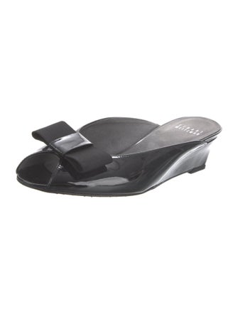 Stuart Weitzman Patent Leather Bow Accents Mules