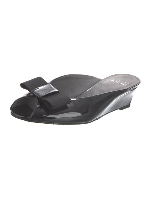 Stuart Weitzman Patent Leather Bow Accents Mules