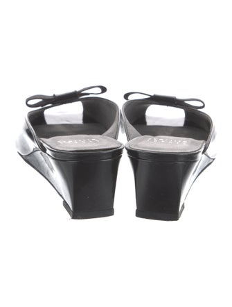 Stuart Weitzman Patent Leather Bow Accents Mules
