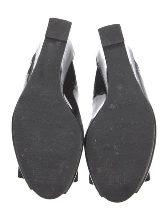 Stuart Weitzman Patent Leather Bow Accents Mules