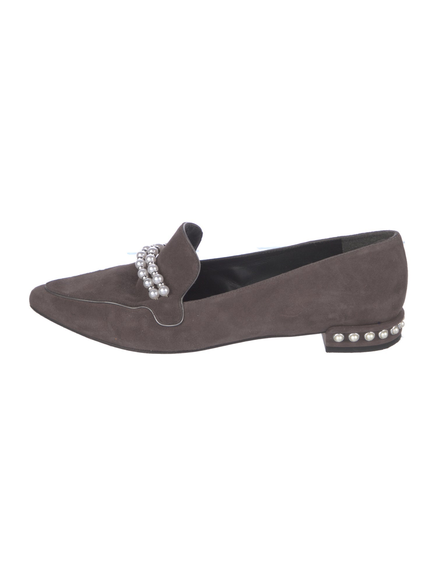 Stuart Weitzman Suede Beaded Accents Loafers