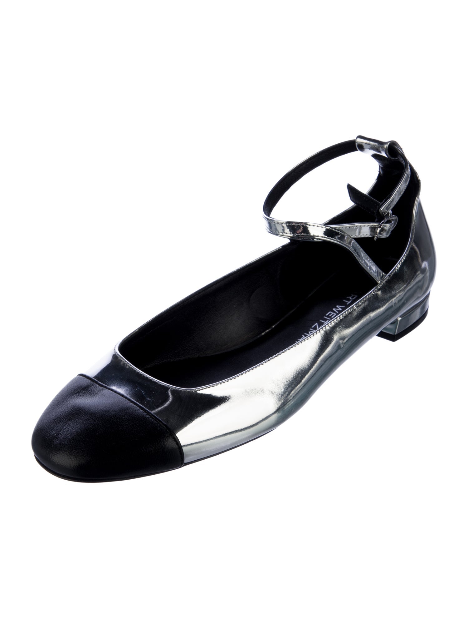 Stuart Weitzman Patent Leather Leather Trim Embellishment Slingback Flats