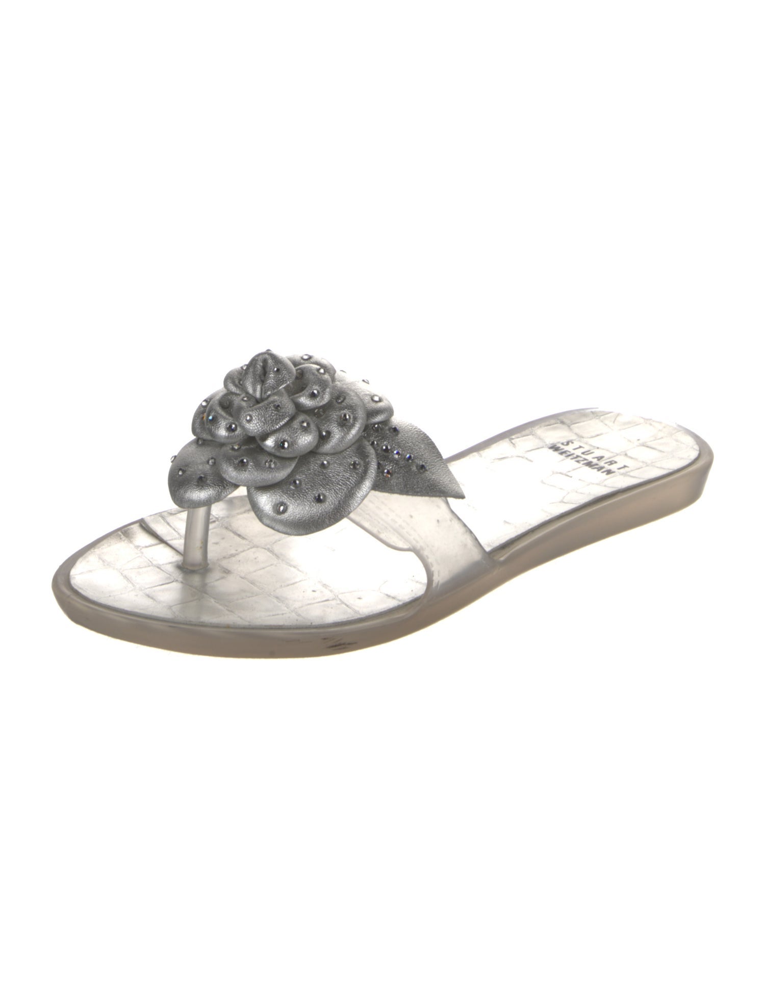 Stuart Weitzman Rubber Crystal Embellishments Slides