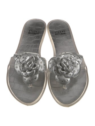 Stuart Weitzman Rubber Crystal Embellishments Slides