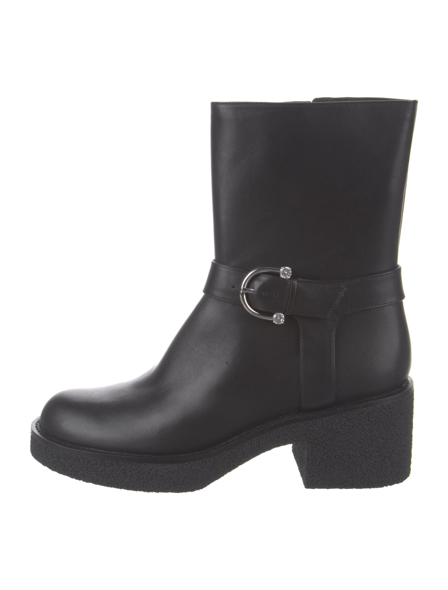 Stuart Weitzman Faux Pearl Accents Leather Moto Boots w/ Tags