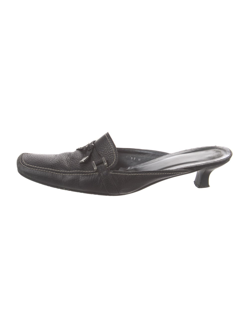 Stuart Weitzman Leather Slides Grey Platform - image 1
