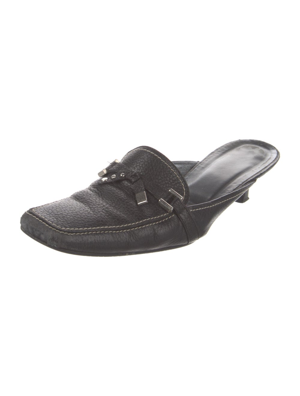 Stuart Weitzman Leather Slides Grey Platform - image 2