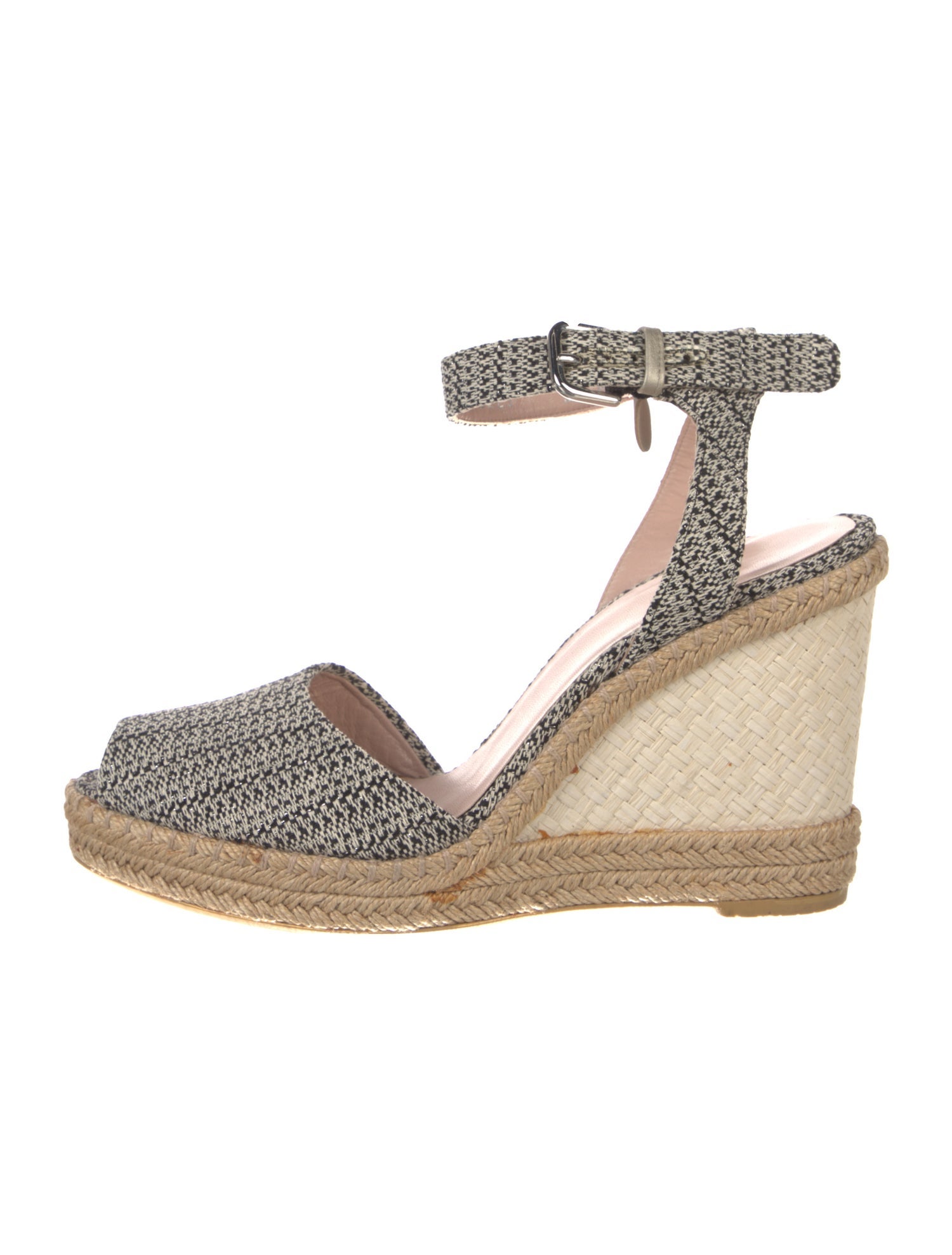 Stuart Weitzman Colorblock Pattern Leather Trim Embellishment Espadrilles