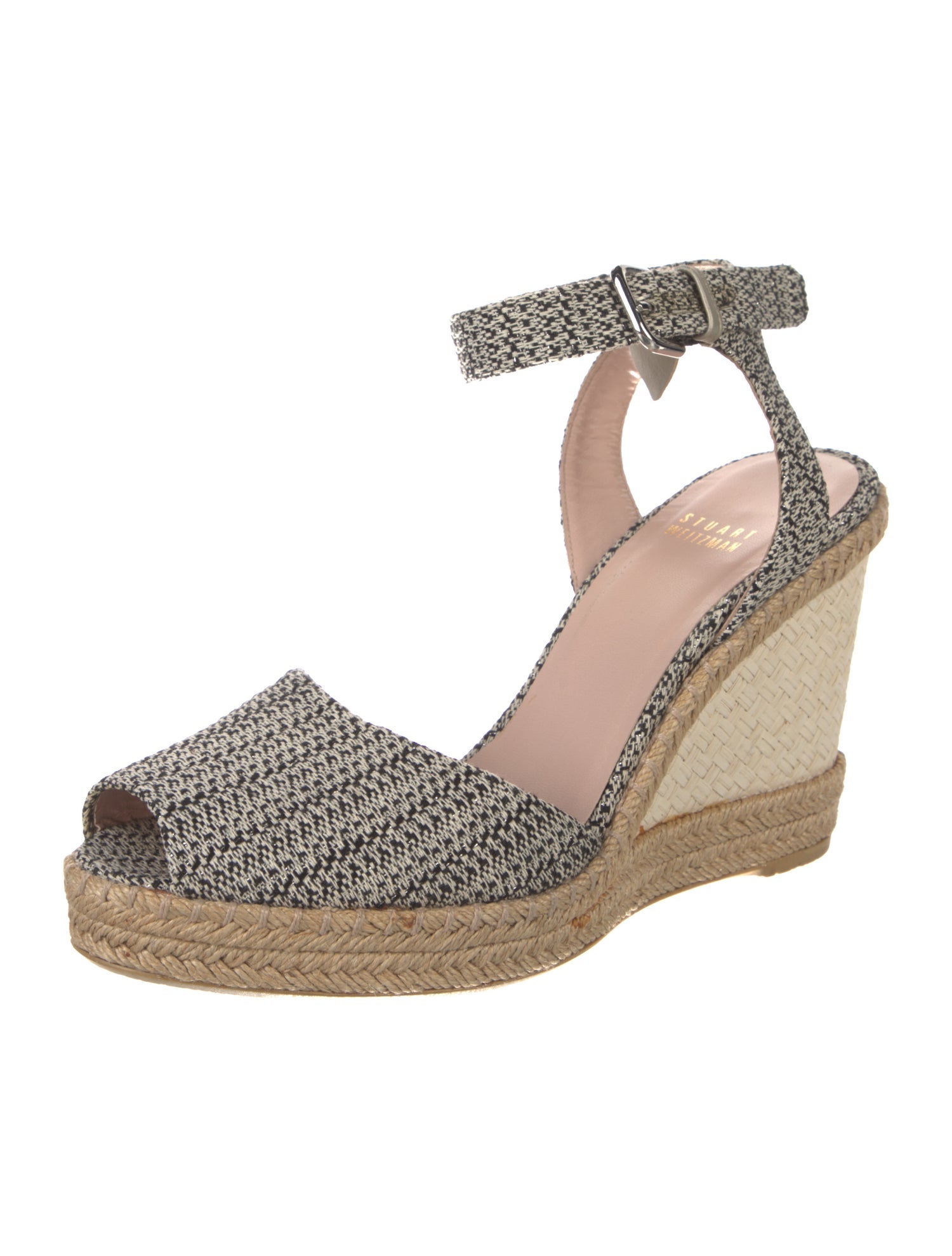 Stuart Weitzman Colorblock Pattern Leather Trim Embellishment Espadrilles
