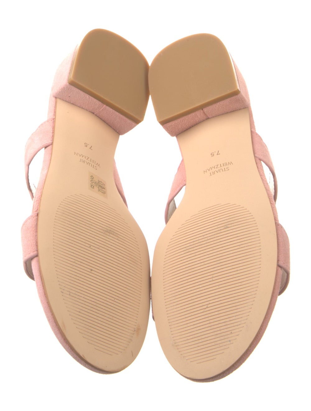 Stuart Weitzman Suede Slides Pink Scalloped Accen… - image 5