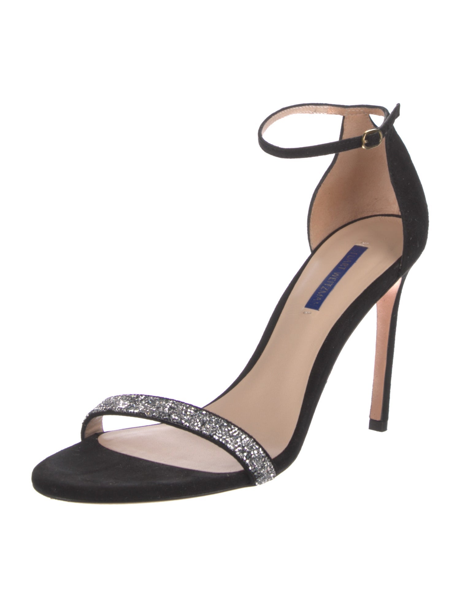 Stuart Weitzman Suede Crystal Embellishments Sandals