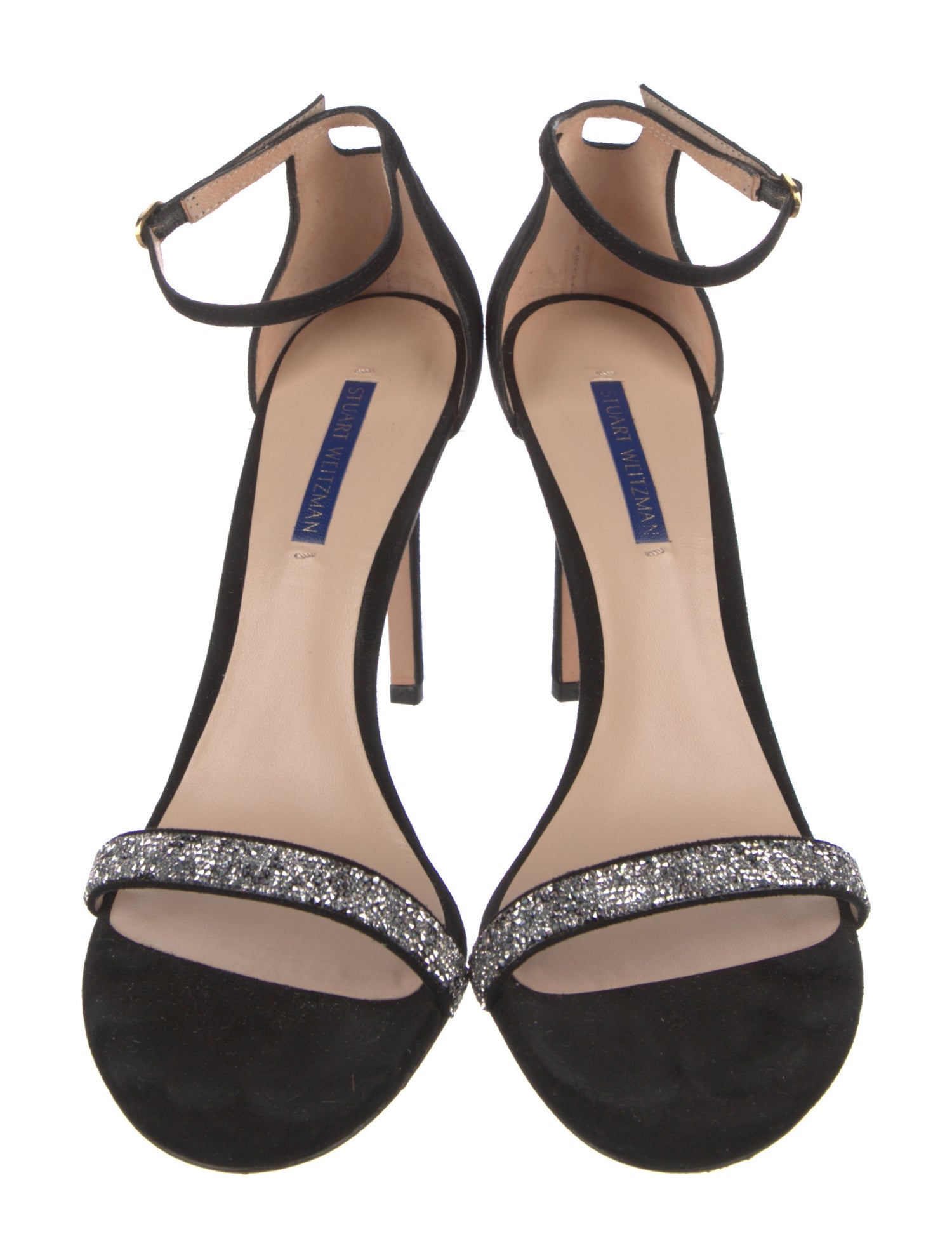 Stuart Weitzman Suede Crystal Embellishments Sandals
