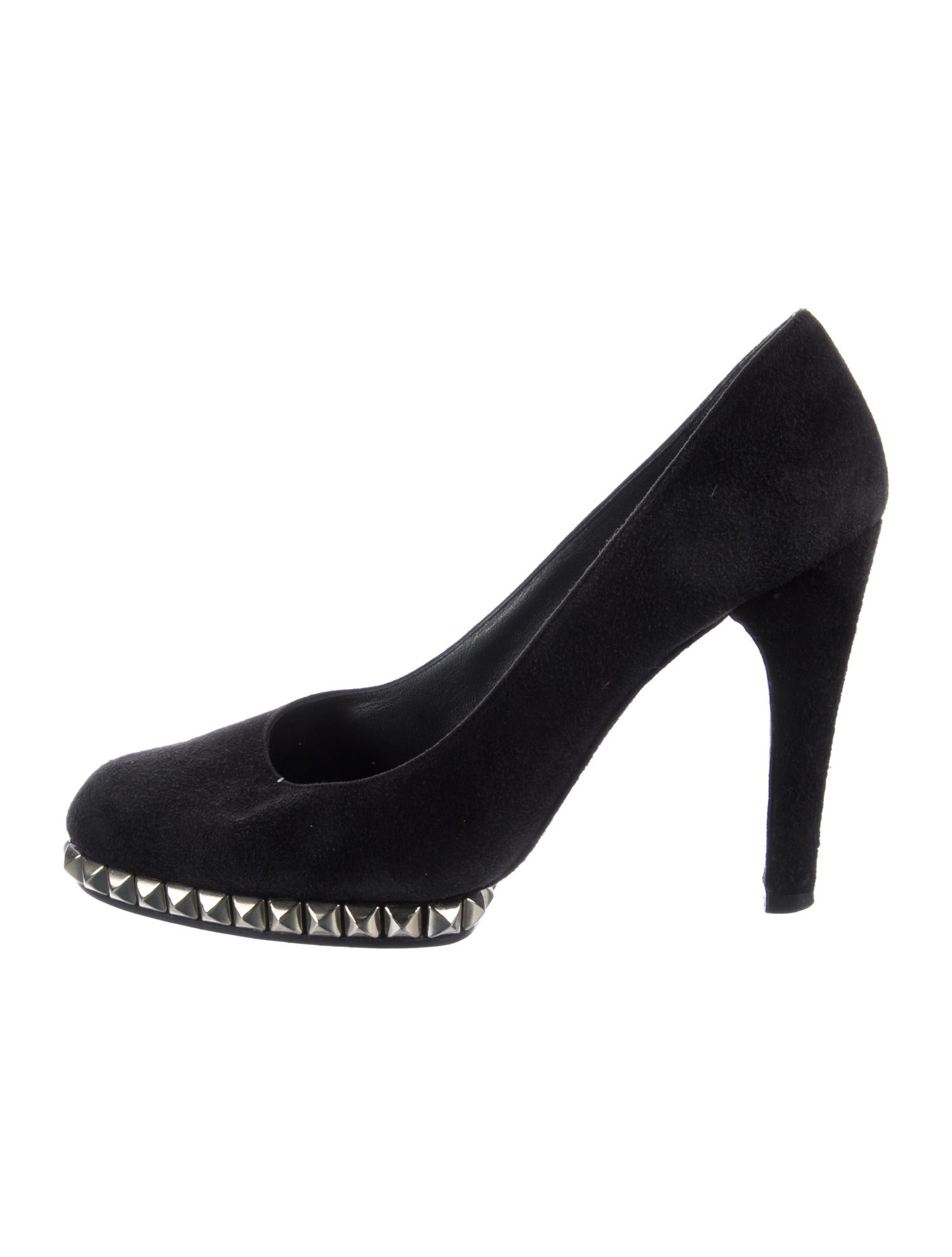 Stuart Weitzman Suede Studded Accents Pumps
