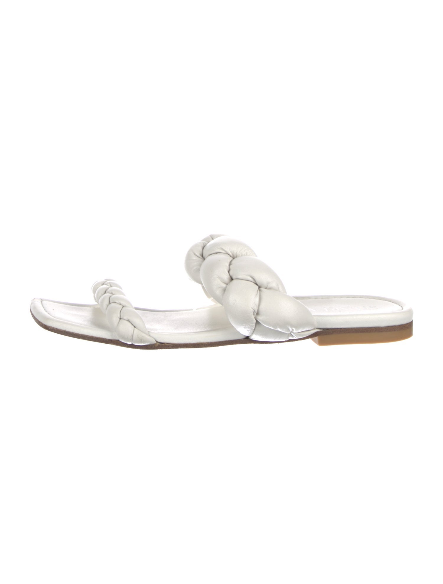 Stuart Weitzman Leather Braided Accents Slides