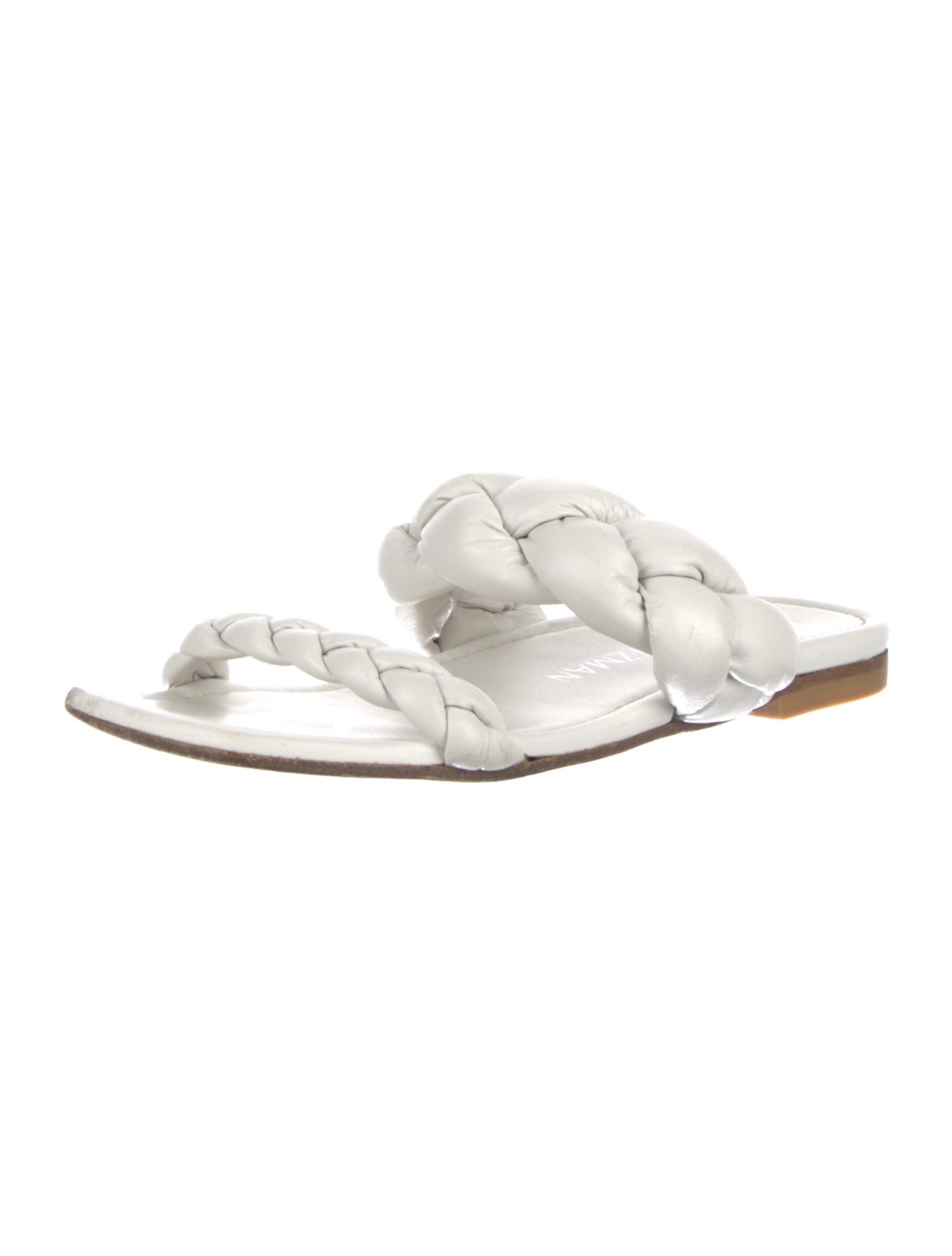 Stuart Weitzman Leather Braided Accents Slides