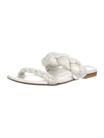 Stuart Weitzman Leather Braided Accents Slides