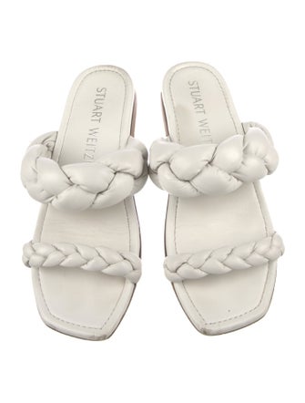 Stuart Weitzman Leather Braided Accents Slides