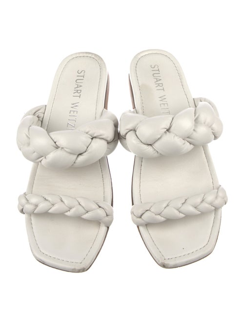 Stuart Weitzman Leather Braided Accents Slides