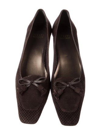 Stuart Weitzman Suede Bow Accents Pumps