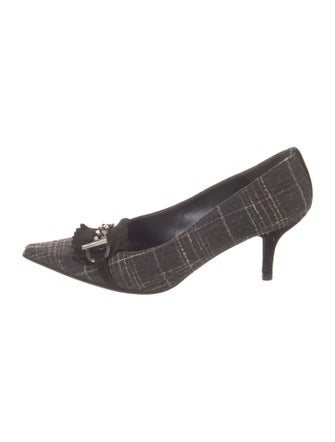Stuart Weitzman Plaid Print Chain-Link Accents Pumps