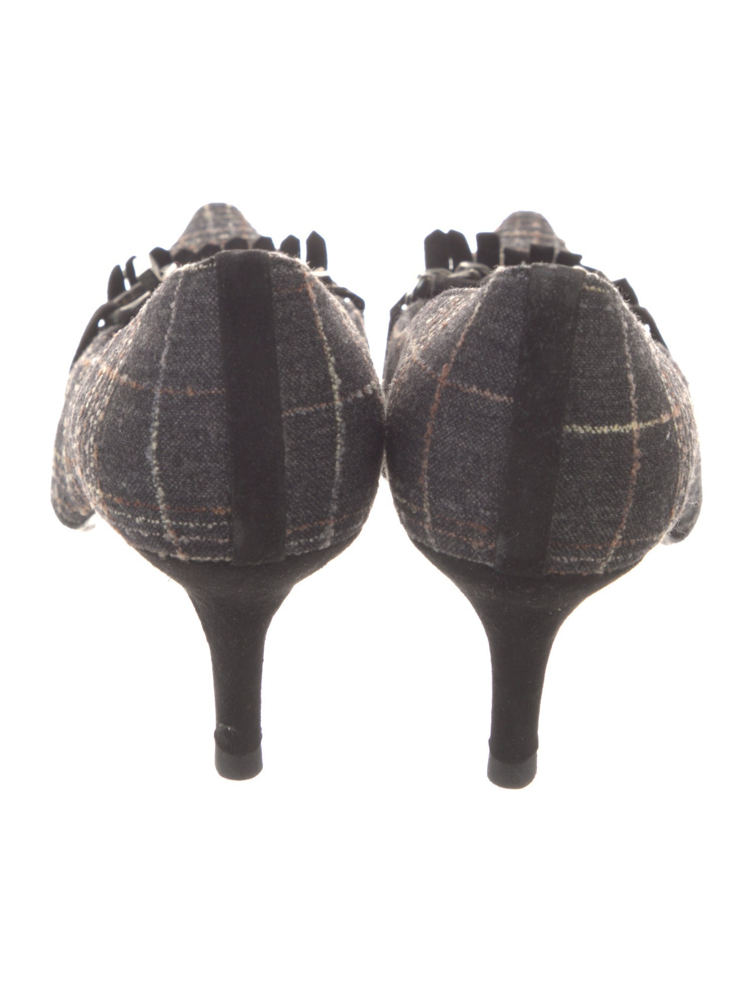 Stuart Weitzman Plaid Print Chain-Link Accents Pumps