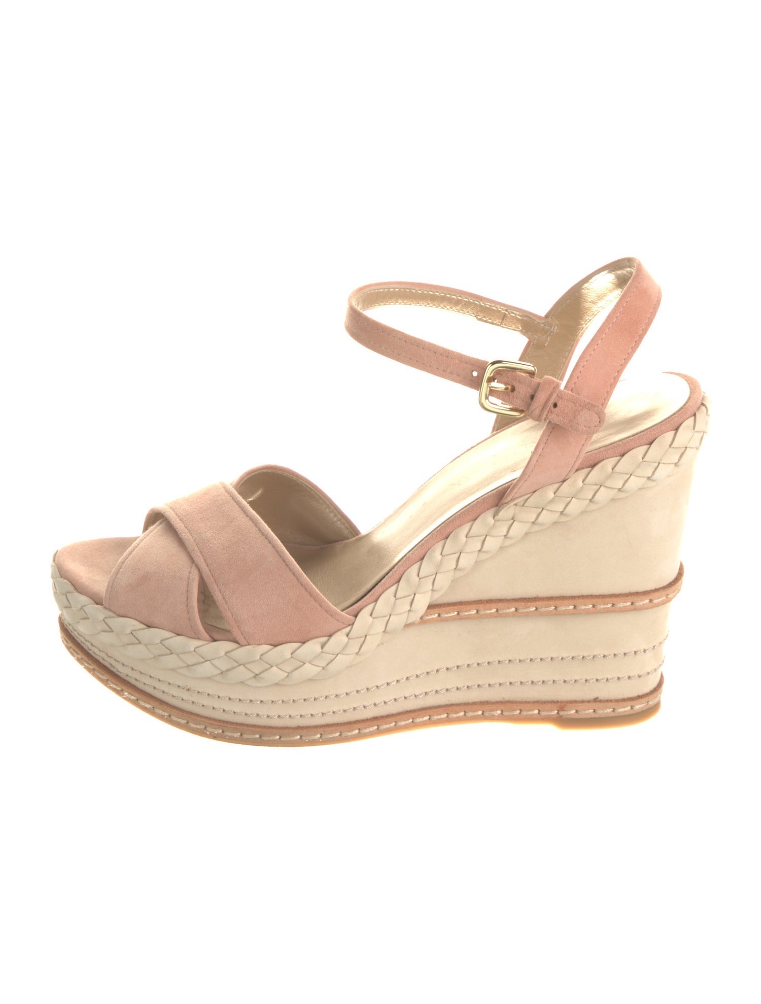 Stuart Weitzman Suede Braided Accents Espadrilles