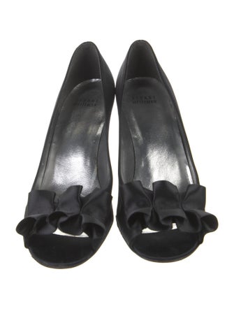 Stuart Weitzman Satin Ruffle Embellishment Pumps