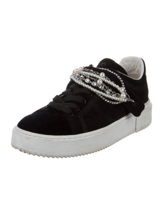 Stuart Weitzman Velvet Crystal Embellishments Sneakers