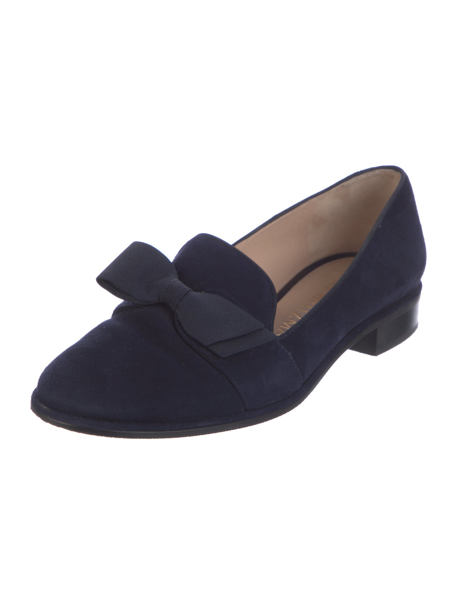 Stuart Weitzman Suede Bow Accents Loafers