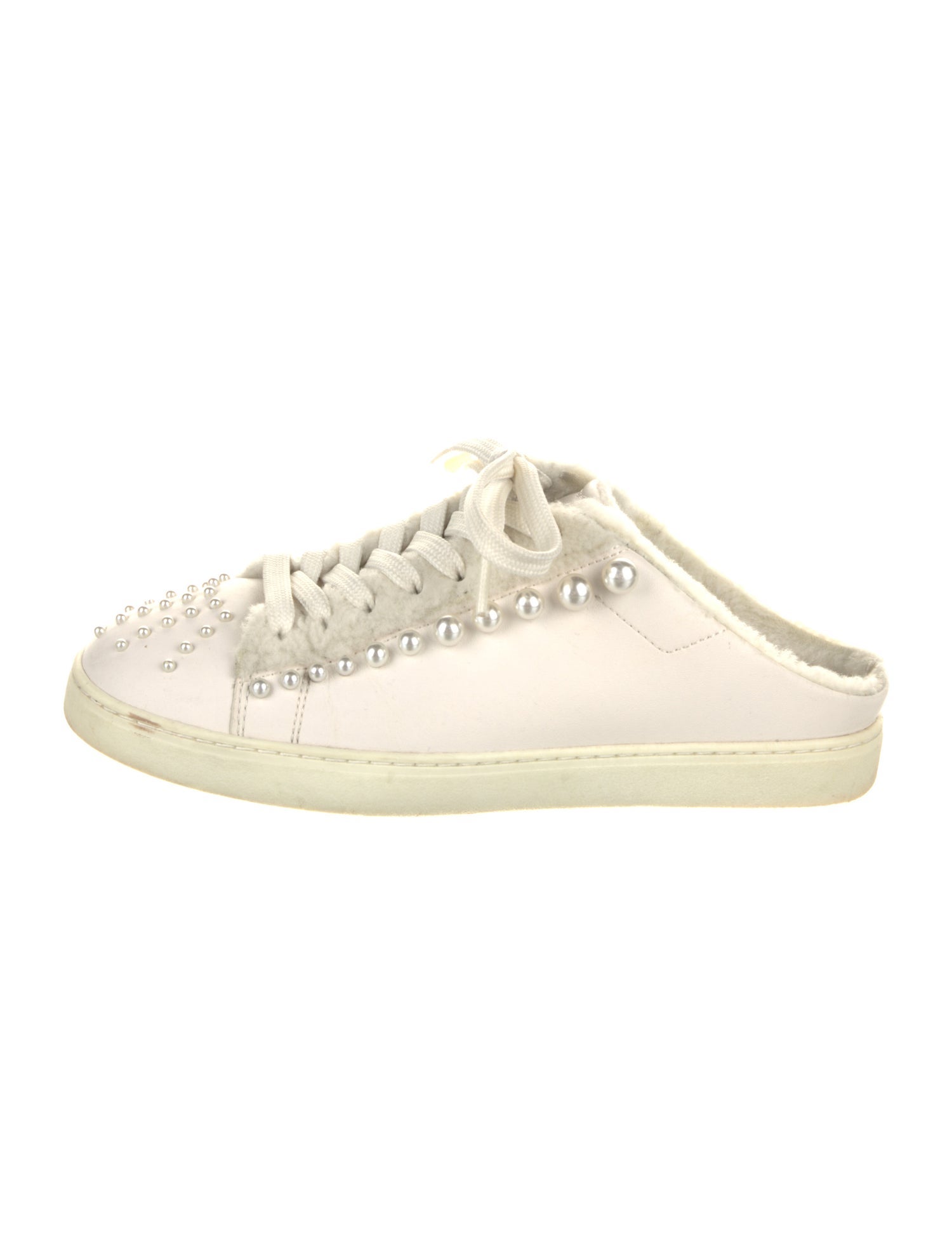 Stuart Weitzman Leather Studded Accents Sneakers
